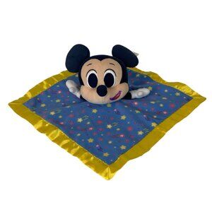 Disney Mickey Mouse Plush Lovey Blanket Toy With Satin Trim & Star Pattern